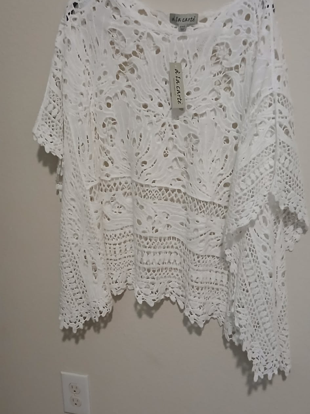 A La Carte White Crochet Tunic Top